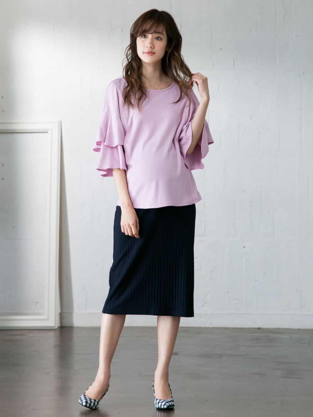 産前産後対応 テレコ素材ミモレ丈タイトスカート マタニティウェア 授乳服通販 エンジェリーベ 公式 産前産後対応 テレコ素材ミモレ丈タイトスカート マタニティウェア 授乳服通販 エンジェリーベ 公式
