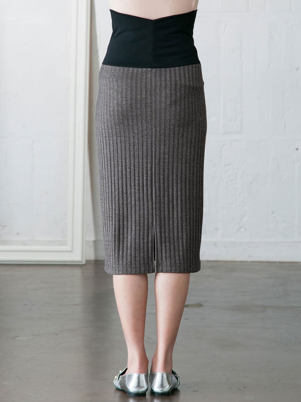 マタニティ スカート|【産前産後対応】テレコ素材ミモレ丈タイトスカート【出産後も長く使える】