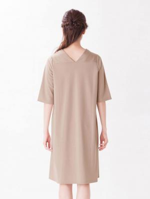 マタニティ ワンピース|ポンチVネック六分袖ワンピース　マタニティ・授乳服【出産後も長く使える】