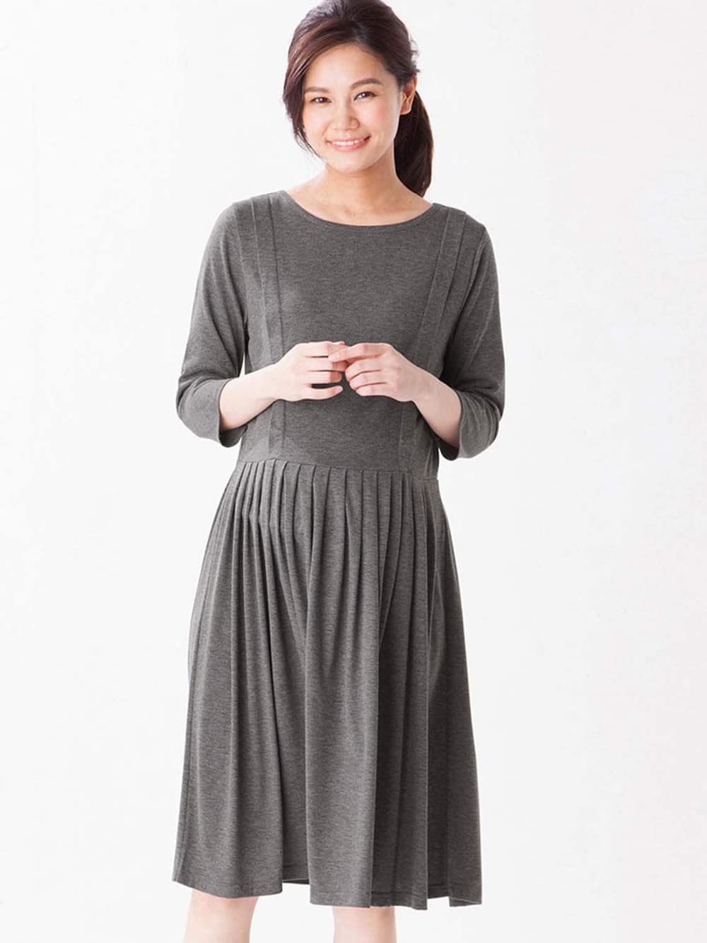 マタニティ ワンピース | 【出産後も長く使える】タックフレアーワンピース マタニティ・授乳服 ｜マタニティウェア・授乳服通販｜ エンジェリーベ 公式