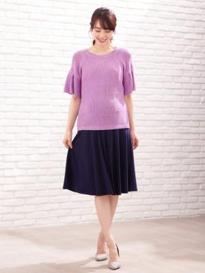 マタニティ トップス|綿混片畦フレンチスリーブーニット【出産後も長く使える】|スミレ