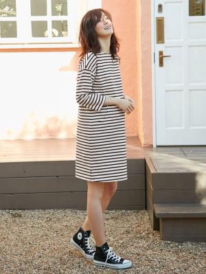 マタニティ ワンピース|ボートネックサックワンピース　マタニティ・授乳服【出産後も長く使える】