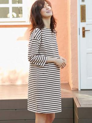 マタニティ ワンピース|ボートネックサックワンピース　マタニティ・授乳服【出産後も長く使える】