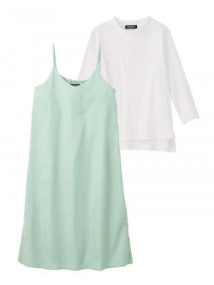 マタニティ ワンピース|【セット】キャミワンピース×八分袖リブトップスセット　マタニティ・授乳服【出産後も長く使える】|ミント×オフ