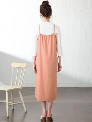 マタニティ ワンピース|【セット】キャミワンピース×八分袖リブトップスセット　マタニティ・授乳服【出産後も長く使える】