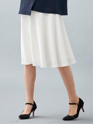 マタニティ スカート|【産前産後対応】ミモレ丈フレアスカート【出産後も長く使える】|オフホワイト