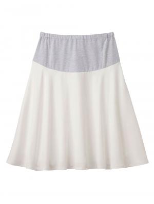 マタニティ スカート|【産前産後対応】ミモレ丈フレアスカート【出産後も長く使える】|オフホワイト