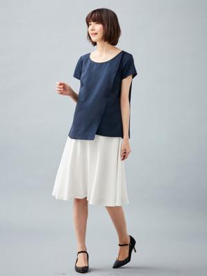 マタニティ スカート|【産前産後対応】ミモレ丈フレアスカート【出産後も長く使える】|オフホワイト