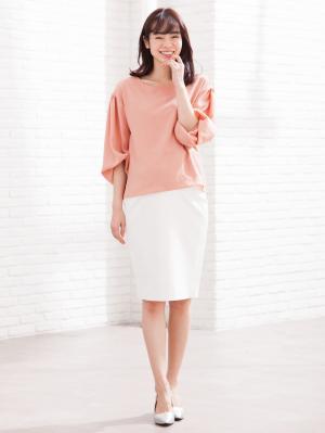 マタニティ トップス|タックギャザーボリュームスリーブブラウス　マタニティ・授乳服【出産後も長く使える】|ペールピンク