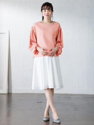 マタニティ トップス|タックギャザーボリュームスリーブブラウス　マタニティ・授乳服【出産後も長く使える】|ペールピンク