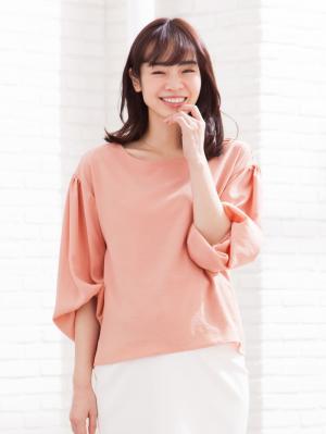 マタニティ トップス|タックギャザーボリュームスリーブブラウス　マタニティ・授乳服【出産後も長く使える】|ペールピンク