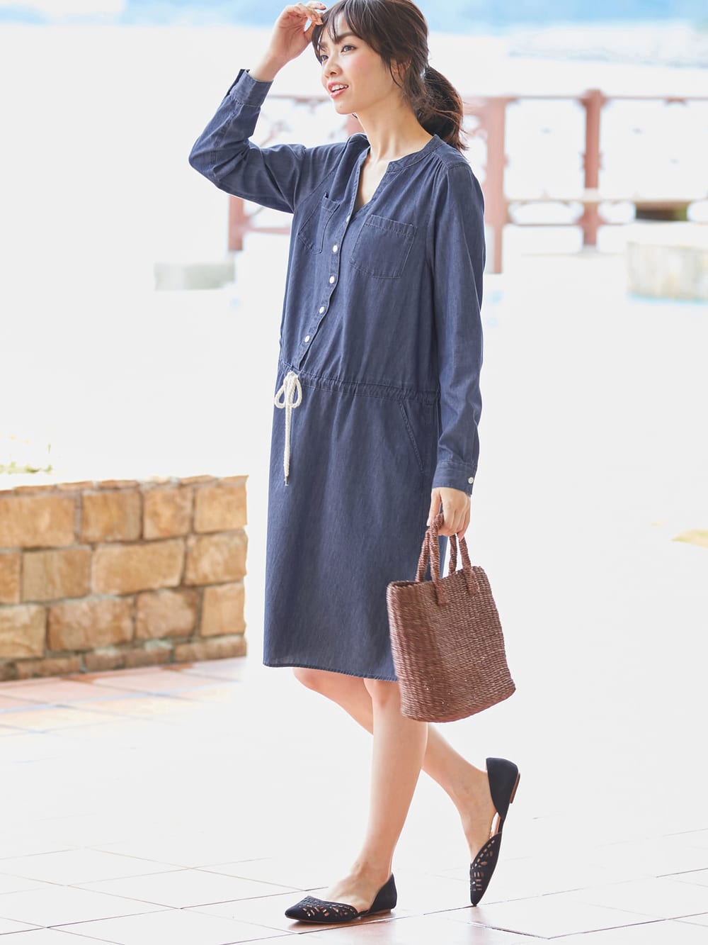 マタニティ ワンピース 授乳しやすい デニムシャツワンピース マタニティウェア 授乳服通販 エンジェリーベ 公式