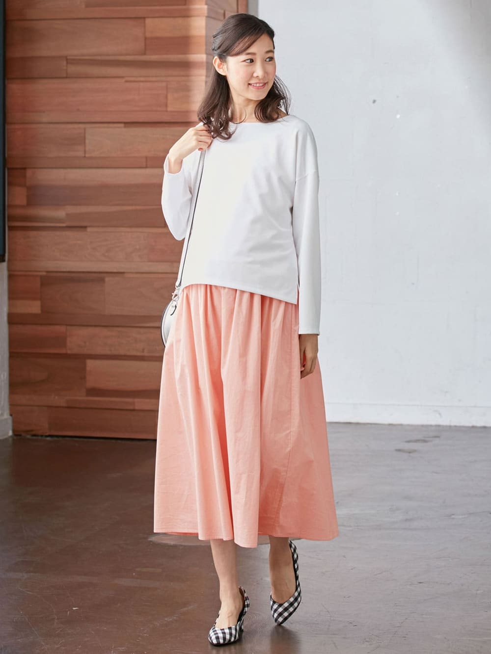 マタニティ ワンピース|【セット】ノースリーブ切替ワンピース＆プルオーバーセットアップ　マタニティ・授乳服【出産後も長く使える】|オフ×ピンク