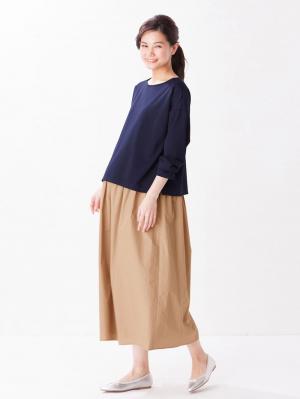 マタニティ ワンピース|【セット】ノースリーブ切替ワンピース＆プルオーバーセットアップ　マタニティ・授乳服【出産後も長く使える】|ネイビー×ベージュ