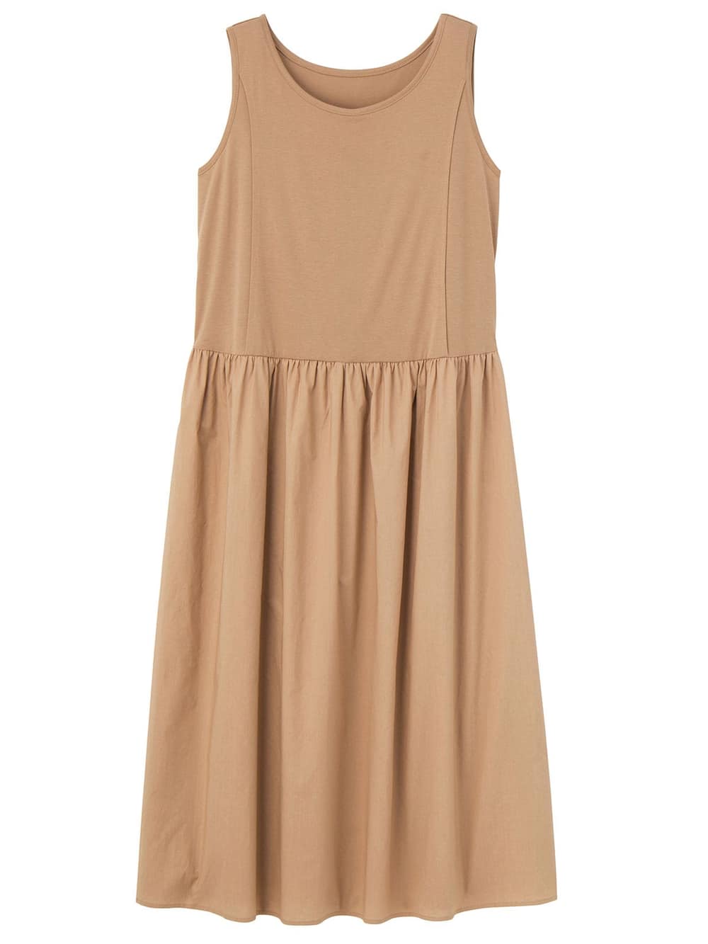 マタニティ ワンピース|【セット】ノースリーブ切替ワンピース＆プルオーバーセットアップ　マタニティ・授乳服【出産後も長く使える】|ネイビー×ベージュ