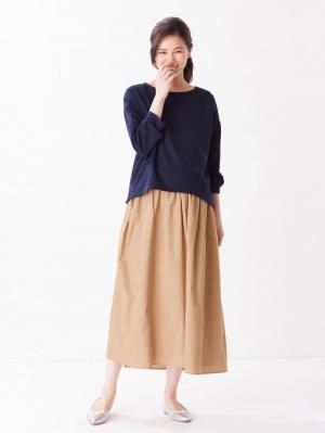 マタニティ ワンピース|【セット】ノースリーブ切替ワンピース＆プルオーバーセットアップ　マタニティ・授乳服【出産後も長く使える】|ネイビー×ベージュ