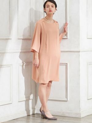 マタニティ ワンピース|ハイクオリティジョーゼット ベルスリーブワンピース　マタニティ・授乳服【出産後も長く使える】|ピンク