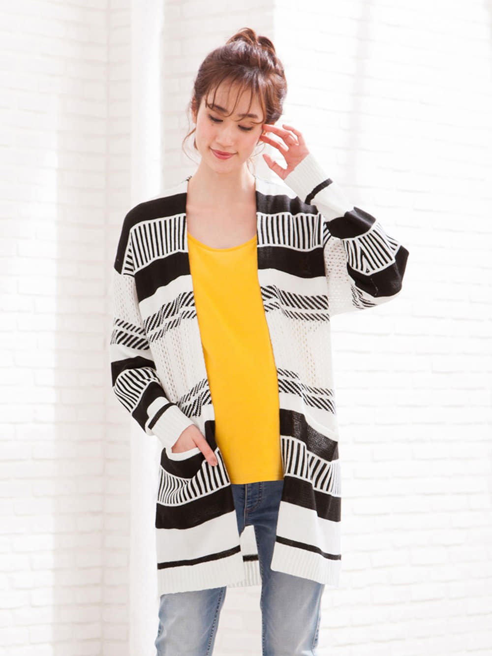 マタニティ トップス|透かしジャガードコーディガン　マタニティ・授乳服【出産後も長く使える】|オフ