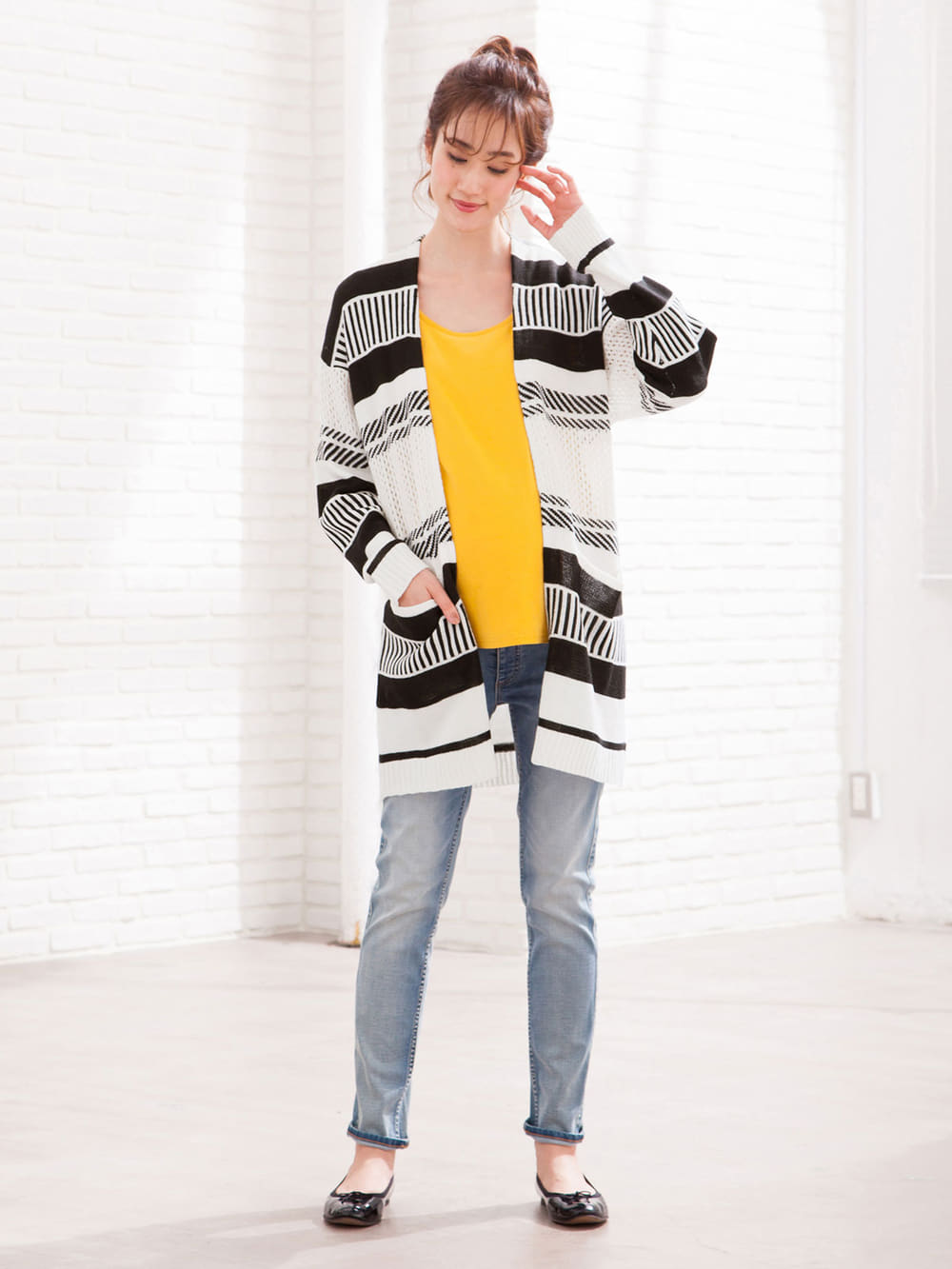 マタニティ トップス|透かしジャガードコーディガン　マタニティ・授乳服【出産後も長く使える】|オフ