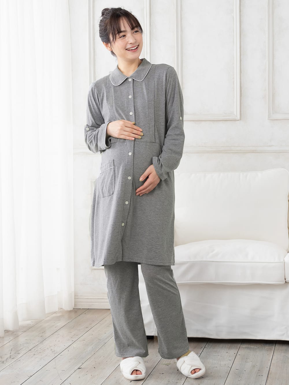 マタニティ パジャマ ルームウェア Fairy フェアリー 授乳口付 ママの声から生まれたカットソー衿付パジャマ マタニティウェア 授乳服通販 エンジェリーベ 公式