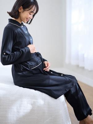 マタニティ・授乳パジャマ・ルームウェア|fairy（フェアリー）【授乳口付】ママの声から生まれたカットソー衿付パジャマ|ネイビー