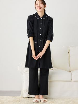 マタニティ パジャマ・ルームウェア|fairy（フェアリー）【授乳口付】ママの声から生まれたカットソー衿付パジャマ|ブラック