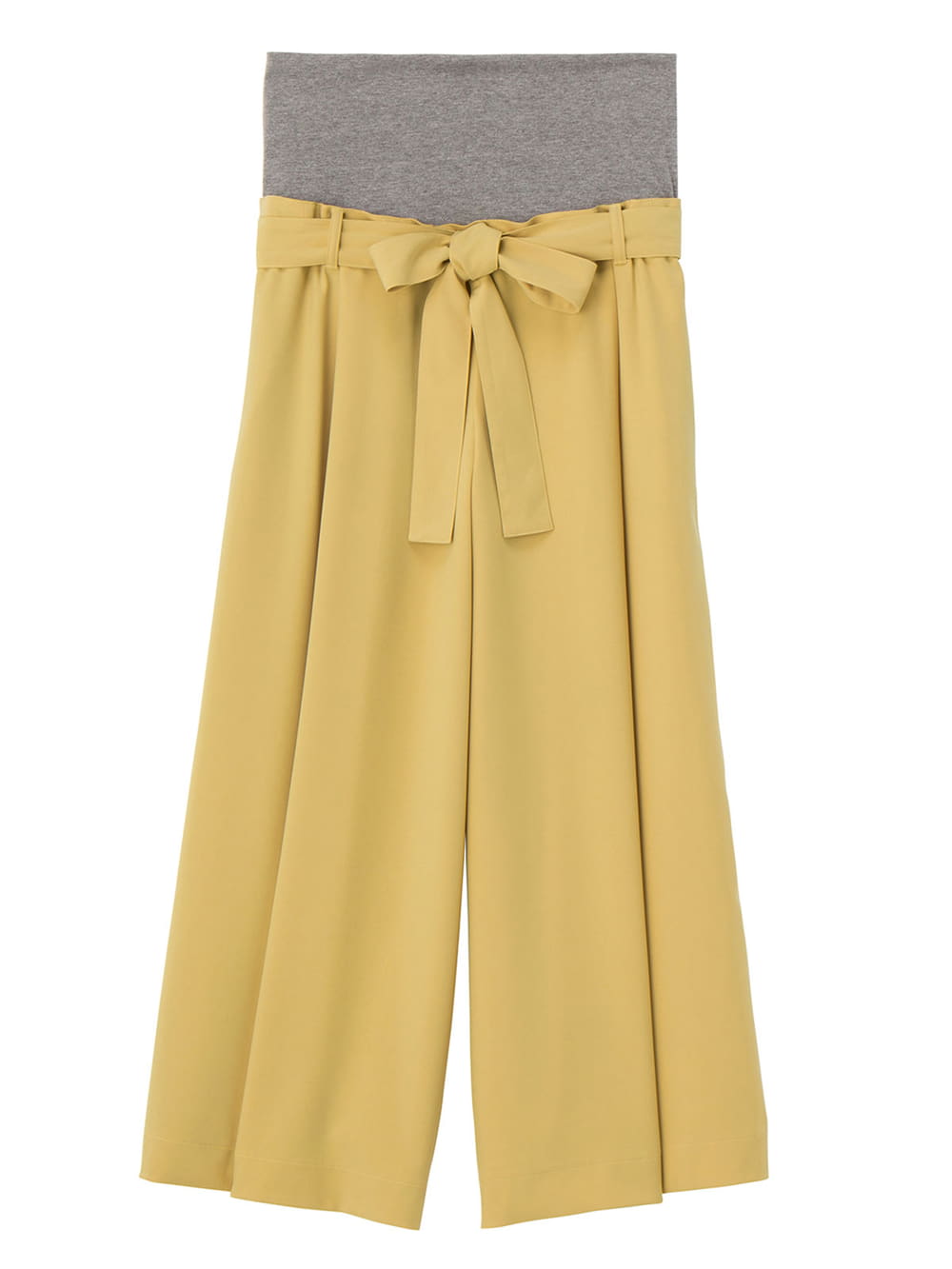 マタニティ パンツ|【マタニティ・産後対応】ツイルタックワイドパンツ【出産後も長く使える】|ペールイエロー