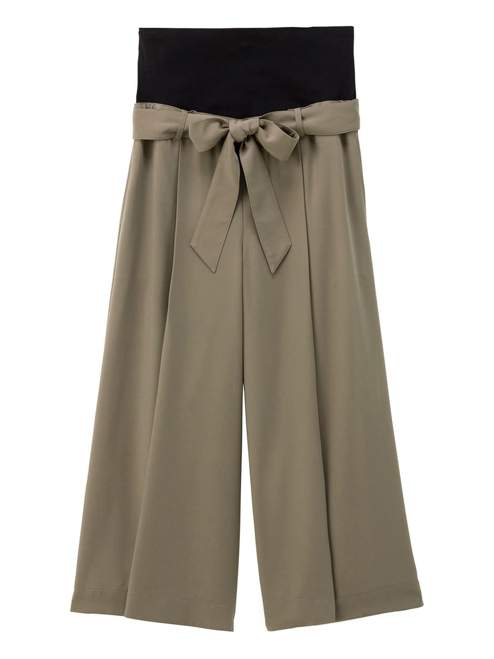 マタニティ パンツ|【マタニティ・産後対応】ツイルタックワイドパンツ【出産後も長く使える】|カーキ