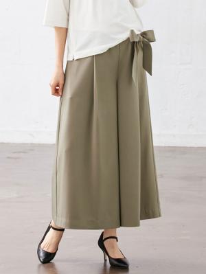 マタニティ パンツ|【マタニティ・産後対応】ツイルタックワイドパンツ【出産後も長く使える】|カーキ