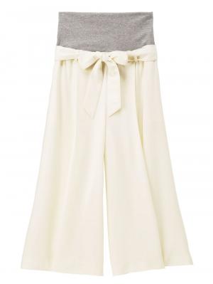 マタニティ パンツ|【マタニティ・産後対応】ツイルタックワイドパンツ【出産後も長く使える】|アイボリー