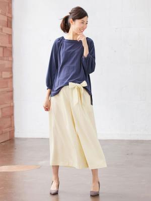 マタニティ パンツ|【マタニティ・産後対応】ツイルタックワイドパンツ【出産後も長く使える】|アイボリー