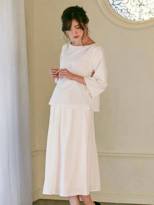 マタニティ ワンピース|皺になりにくい ブラウス×スカートセットアップ　マタニティ・授乳服【出産後も長く使える】|アイボリー×アイボリー