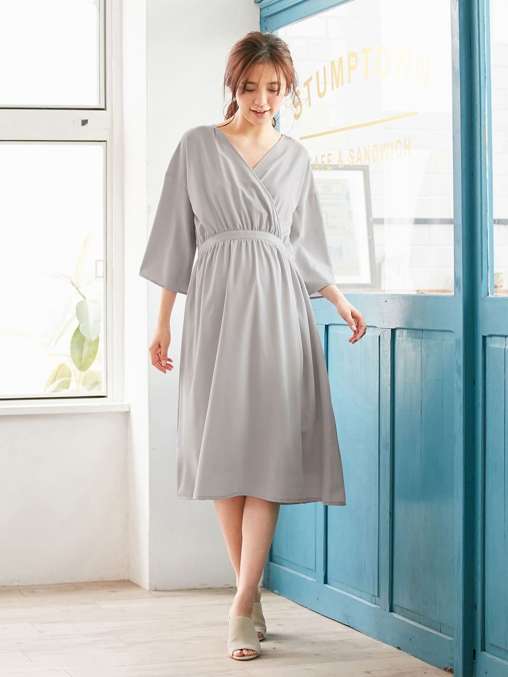 マタニティ ワンピース 産前産後対応 授乳しやすい シワになりにくいカシュクールワンピース マタニティウェア 授乳服通販 エンジェリーベ 公式