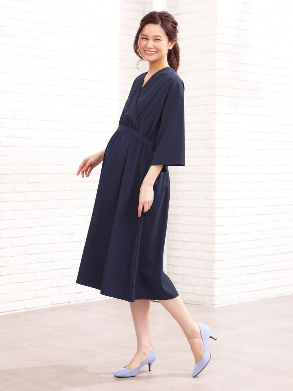 マタニティ ワンピース 産前産後対応 授乳しやすい シワになりにくいカシュクールワンピース マタニティウェア 授乳服通販 エンジェリーベ 公式