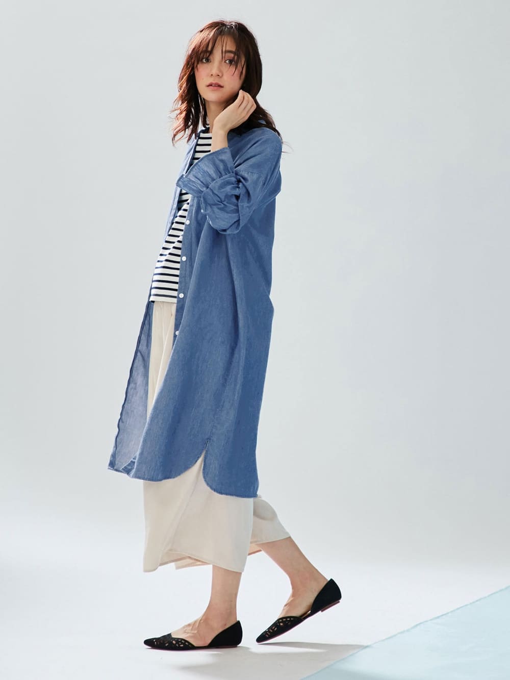 マタニティ ワンピース 授乳しやすい テンセルデニムティアードスリーブワンピース マタニティウェア 授乳服通販 エンジェリーベ 公式