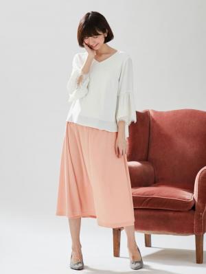 マタニティ スカート|【産前産後対応】ポンチ4枚剥ぎフレアースカート【出産後も長く使える】|ペールピンク