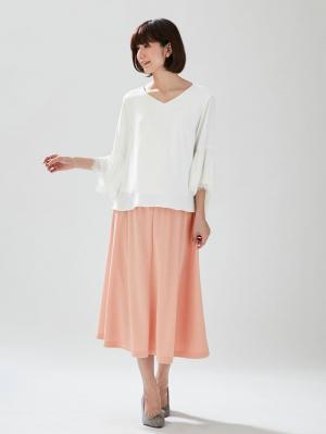 マタニティ スカート|【産前産後対応】ポンチ4枚剥ぎフレアースカート【出産後も長く使える】|ペールピンク