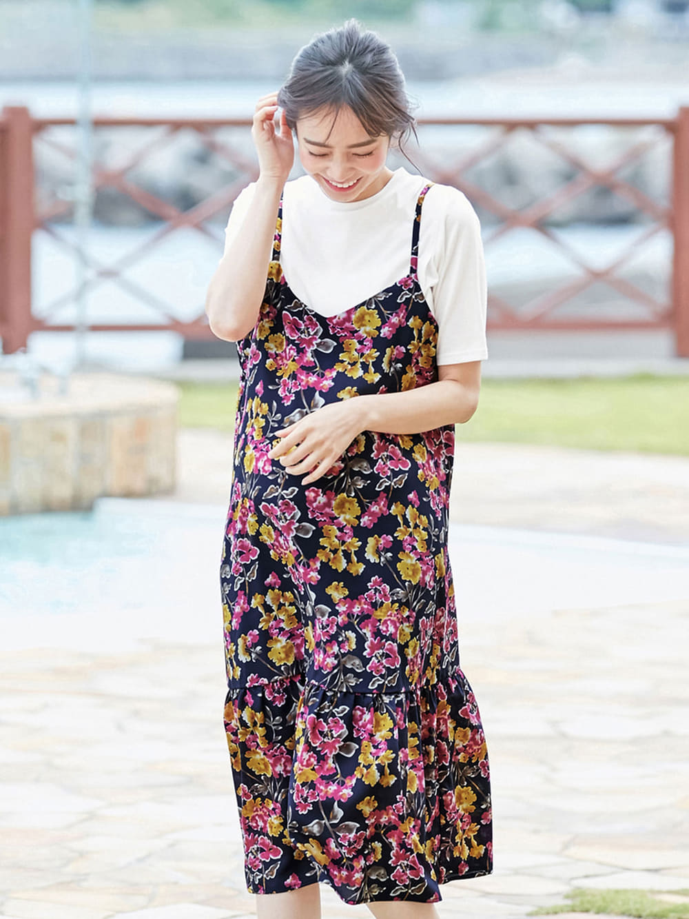 ain（アイン）【セット】デシン花柄プリントワンピース＆ハイネックトップス マタニティ・授乳服 マタニティ トップス(品番：22609)  ｜マタニティウェア・授乳服通販｜ エンジェリーベ 公式