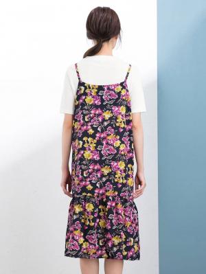 マタニティ トップス|ain（アイン）【セット】デシン花柄プリントワンピース＆ハイネックトップス　マタニティ・授乳服