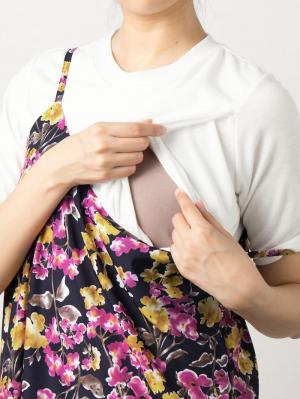 マタニティ トップス|ain（アイン）【セット】デシン花柄プリントワンピース＆ハイネックトップス　マタニティ・授乳服