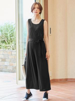 マタニティ パンツ|ain（アイン）【接触冷感】エステルスムースカシュクールサロペット　マタニティ・授乳服