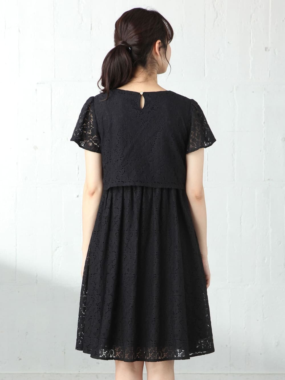 マタニティ ワンピース|LOVE MIC(ラブミック)フラワーコードレース セットアップ風ワンピース マタニティ・授乳服【出産後も長く使える】