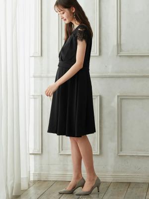 マタニティ ワンピース|【マタニティ・授乳服】LOVE MIC(ラブミック)レースビスチェワンピース【出産後も長く使える】|ブラック