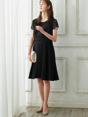 マタニティ ワンピース|【マタニティ・授乳服】LOVE MIC(ラブミック)レースビスチェワンピース【出産後も長く使える】|ブラック