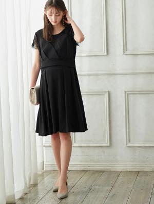 マタニティ ワンピース|【マタニティ・授乳服】LOVE MIC(ラブミック)レースビスチェワンピース【出産後も長く使える】|ブラック