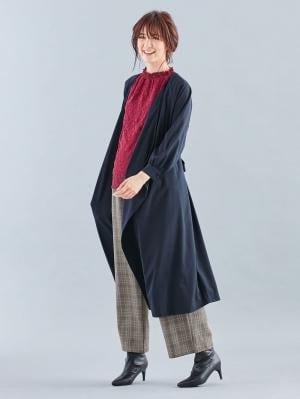 マタニティ トップス|LOVE MIC（ラブミック）カットレース　デコ襟トップス　マタニティ・授乳服|ボルドー