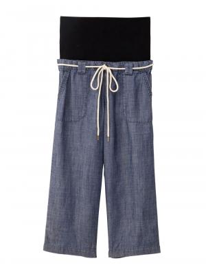 【産前産後対応】テンセル麻ベイカーワイドクロップドパンツ【出産後も長く使える】 22649