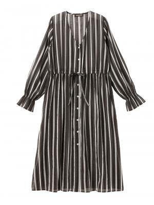 オーガンジーマルチストライプワンピース　マタニティ・授乳服22653