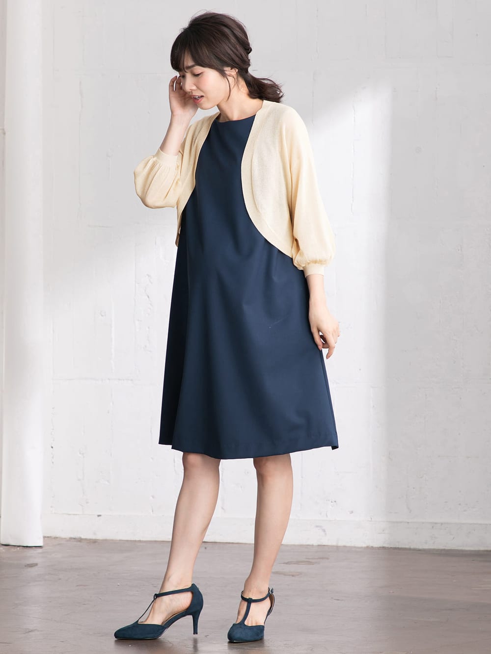 授乳口付 ａラインボートネックノースリーブワンピース エンジェリーベ マタニティウェア 授乳服通販 エンジェリーベ 公式