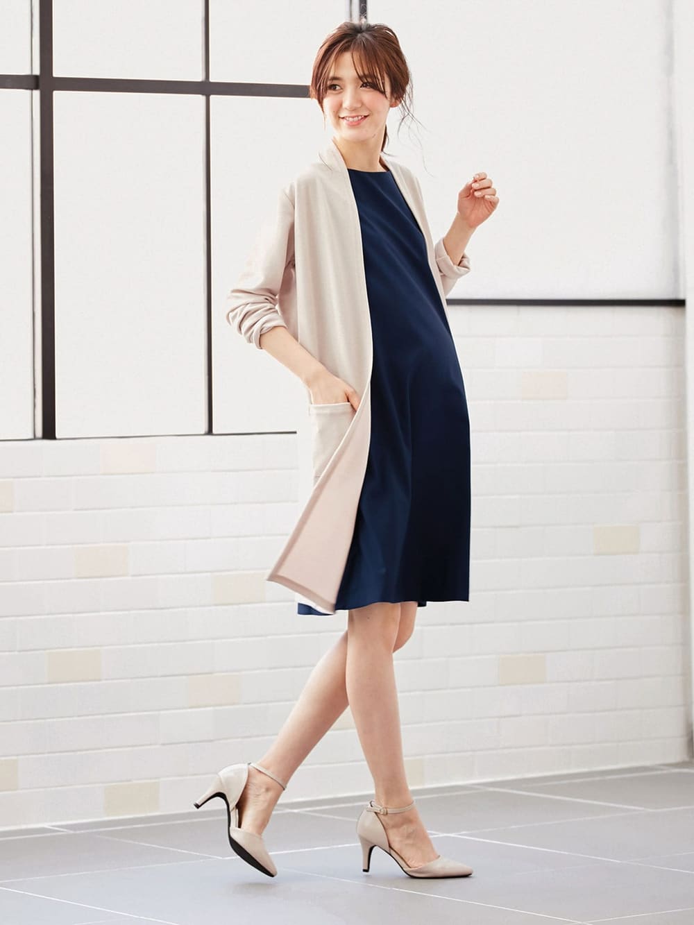 授乳口付 ａラインボートネックノースリーブワンピース エンジェリーベ マタニティウェア 授乳服通販 エンジェリーベ 公式